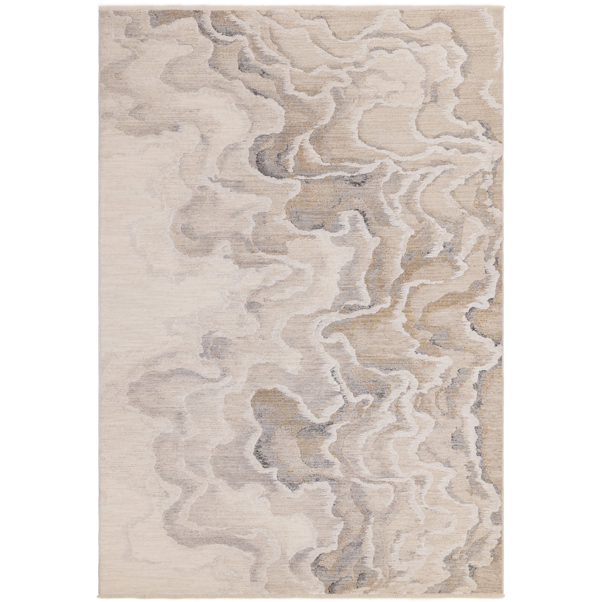 Contemporary design rug in spacedyed yarns in natural tones and subtle hues of blues and purple. Size Extra Large Pile height: 8mm Dimensions: 2000 x 3000 mm Machine Woven in Turkey Material: polyester Delivery: 5-7 days